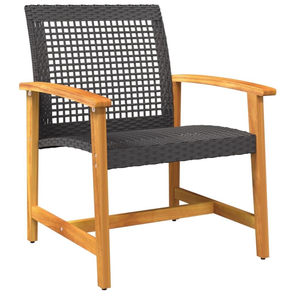 Set da Bistrot 3 pz in Polyrattan e Legno di Acacia