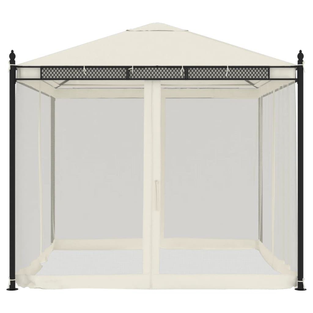 Gazebo con Pareti in Rete 2,93x2,93 m in Acciaio