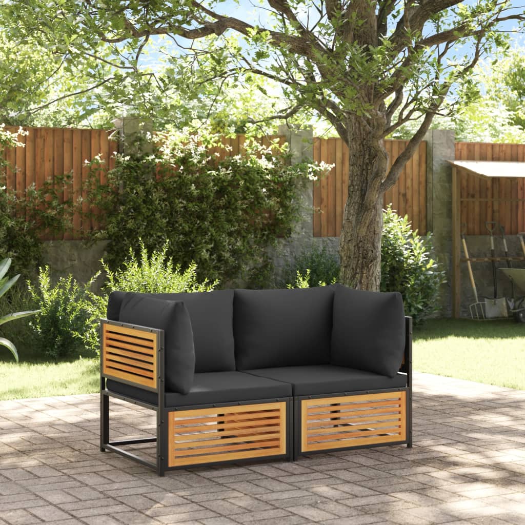 Divano Angolare Giardino con Cuscini Legno Massello di Acacia | homemem39