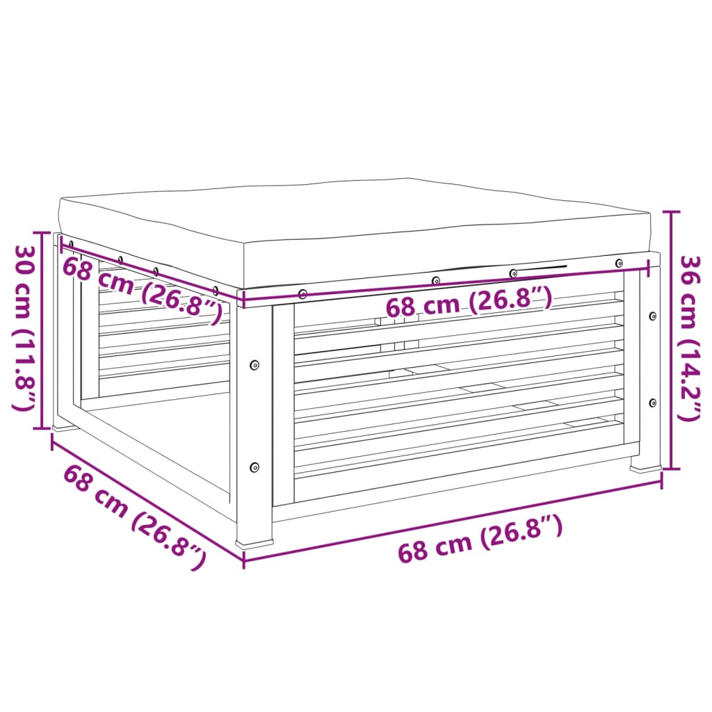 Sgabello da Giardino con Cuscini 68x68x30 cm Massello Acacia | homemem39