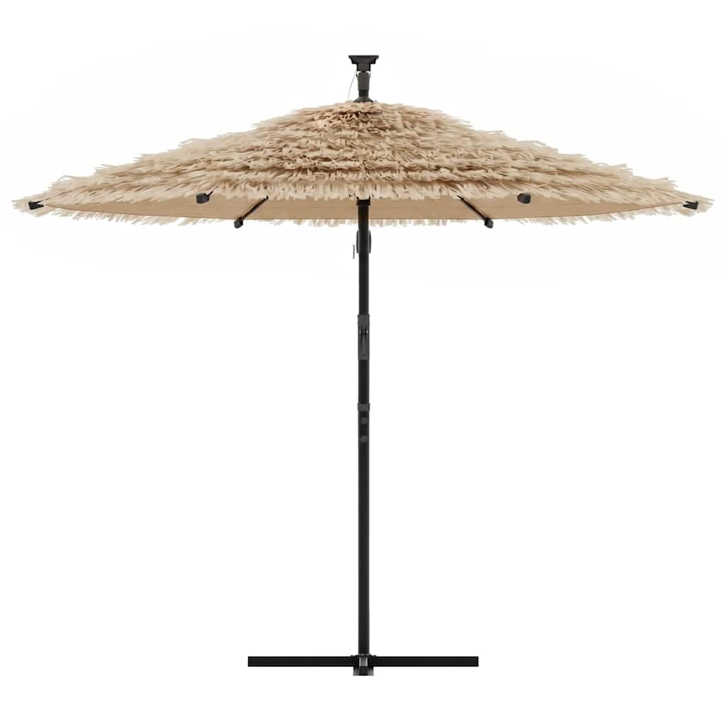 Ombrellone Giardino LED e Palo in Acciaio Marrone 246x246x230cm