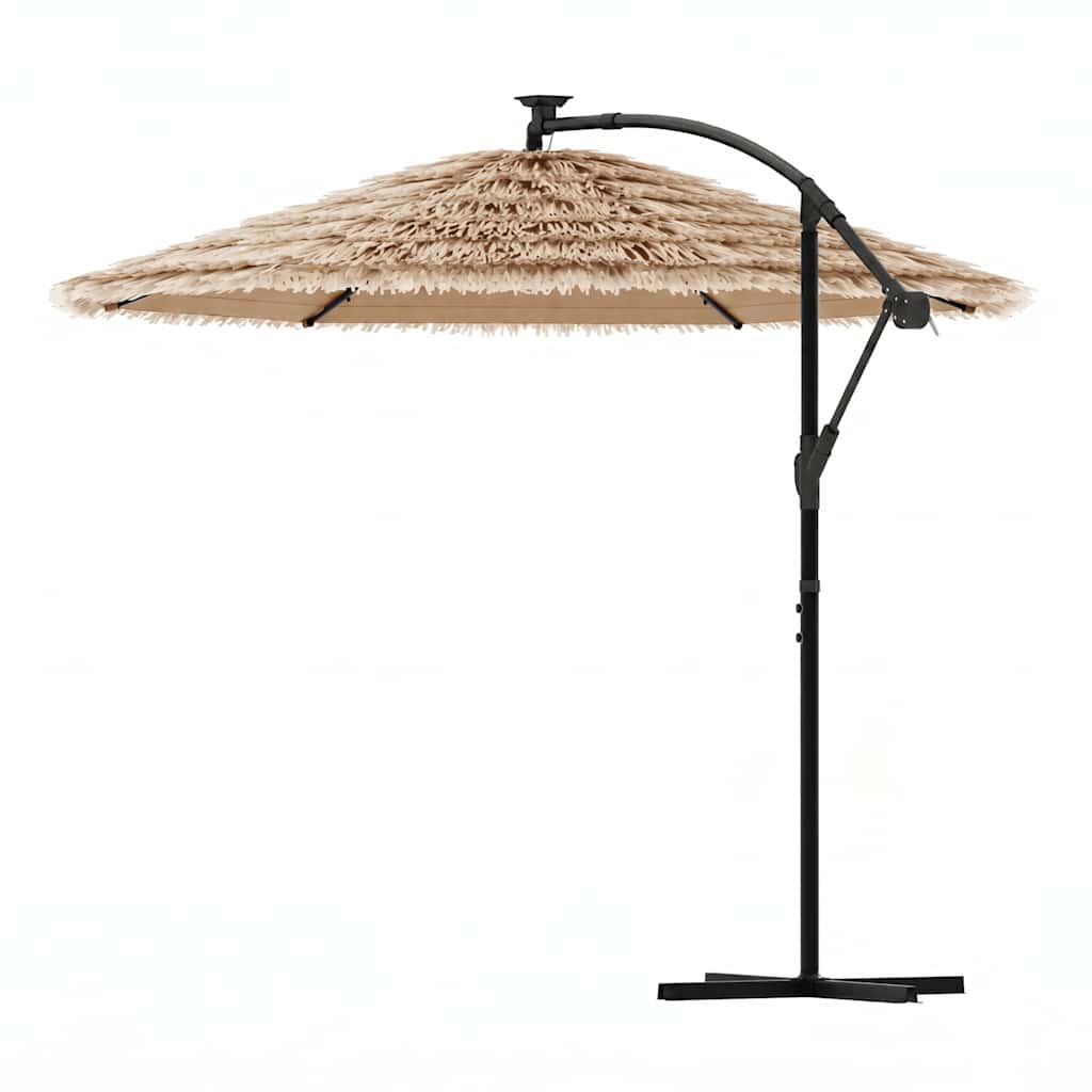 Ombrellone Giardino LED e Palo in Acciaio Marrone 246x246x230cm