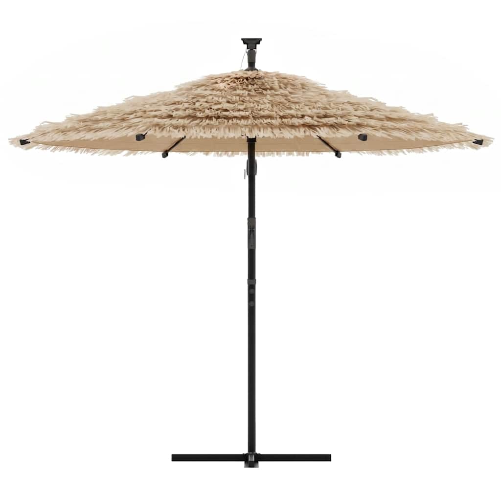 Ombrellone Giardino LED e Palo in Acciaio Marrone 269x269x235cm