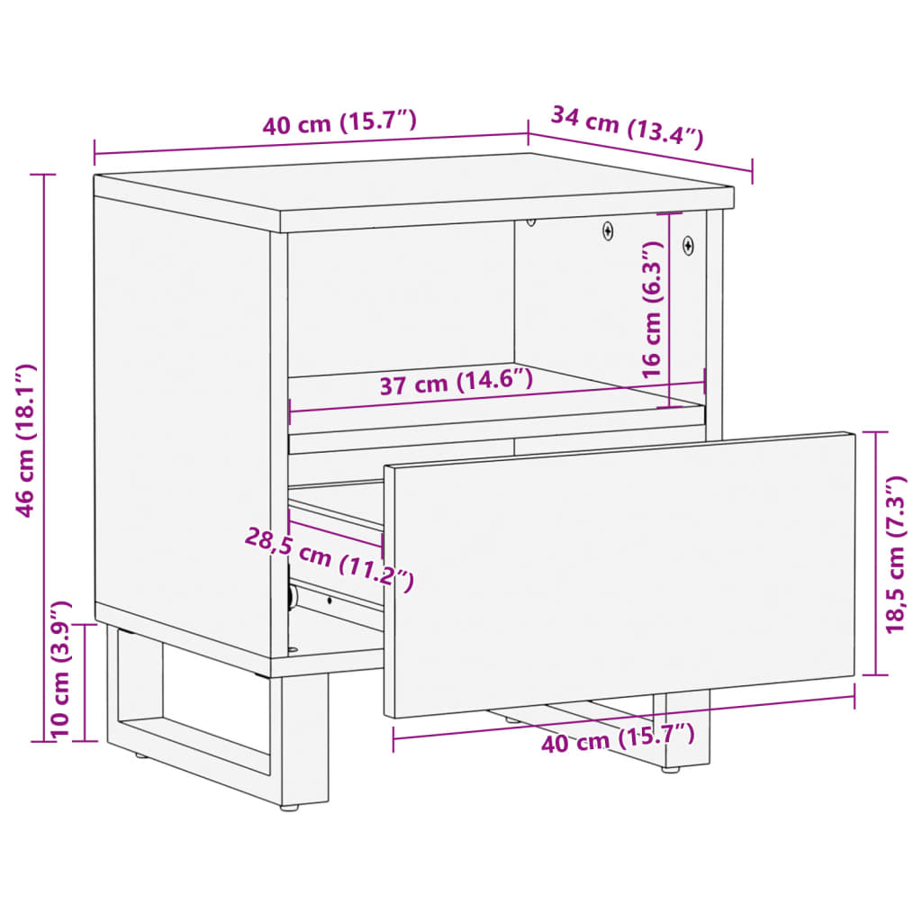 Comodini 2pz 40x34x46 cm in Legno Massello di Recupero | homemem39