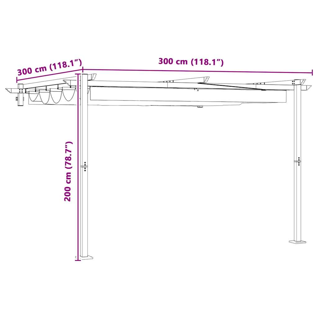 Gazebo 300 x 300 x 200 cm Crema Poliestere