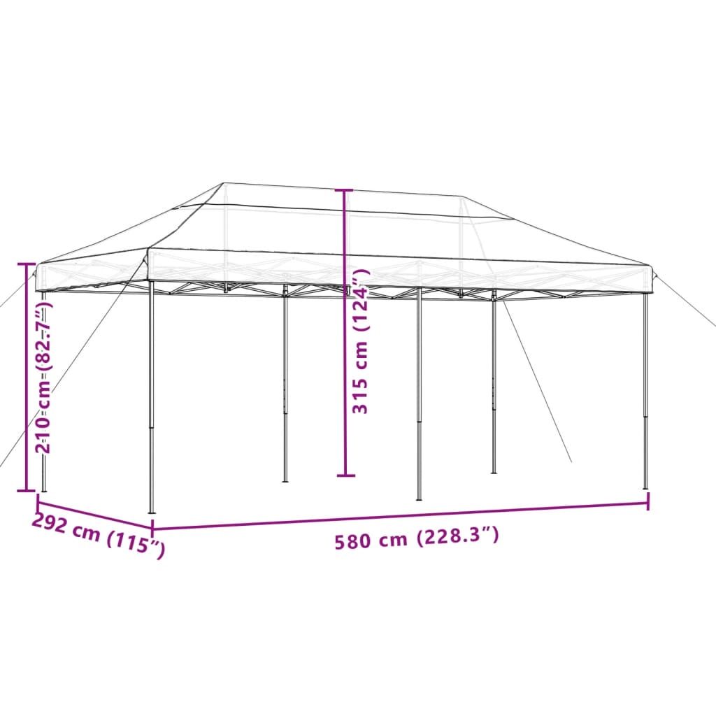 Tenda da Festa Pieghevole Pop-Up Beige 580x292x315 cm - homemem39