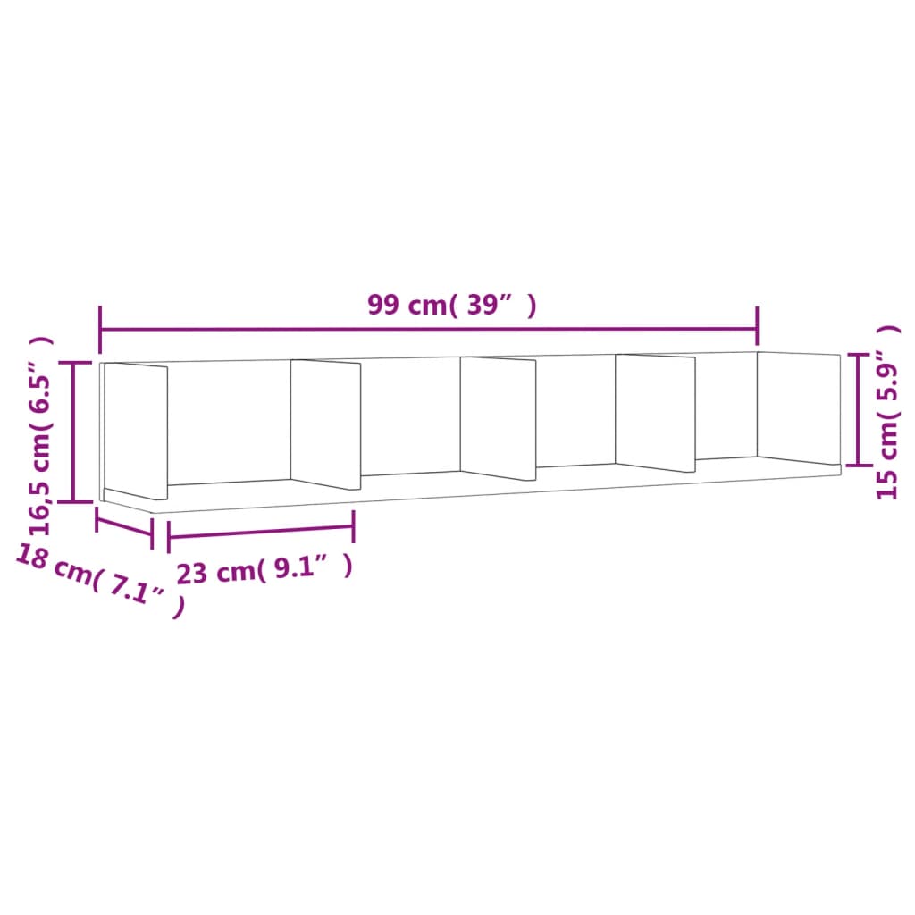 Mobili Parete 2 pz Grigio Sonoma 99x18x16,5cm Legno Multistrato
