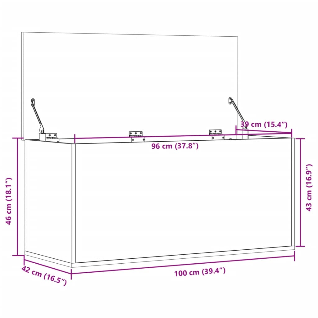 Contenitore Portaoggetti Bianco 100x42x46 cm Legno Multistrato | homemem39