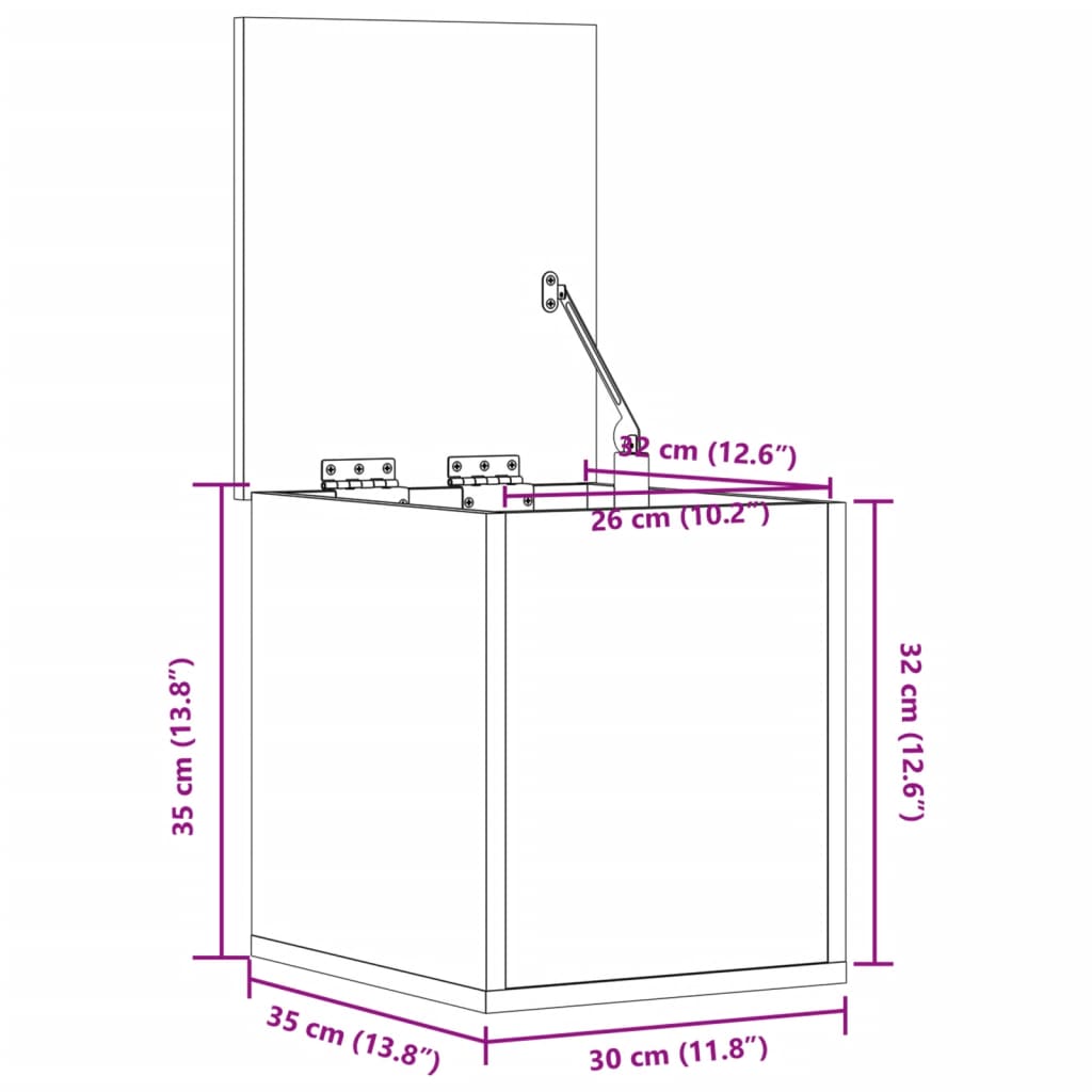 Contenitore Portaoggetti Rovere Fumo 30x35x35 cm in Truciolato | homemem39