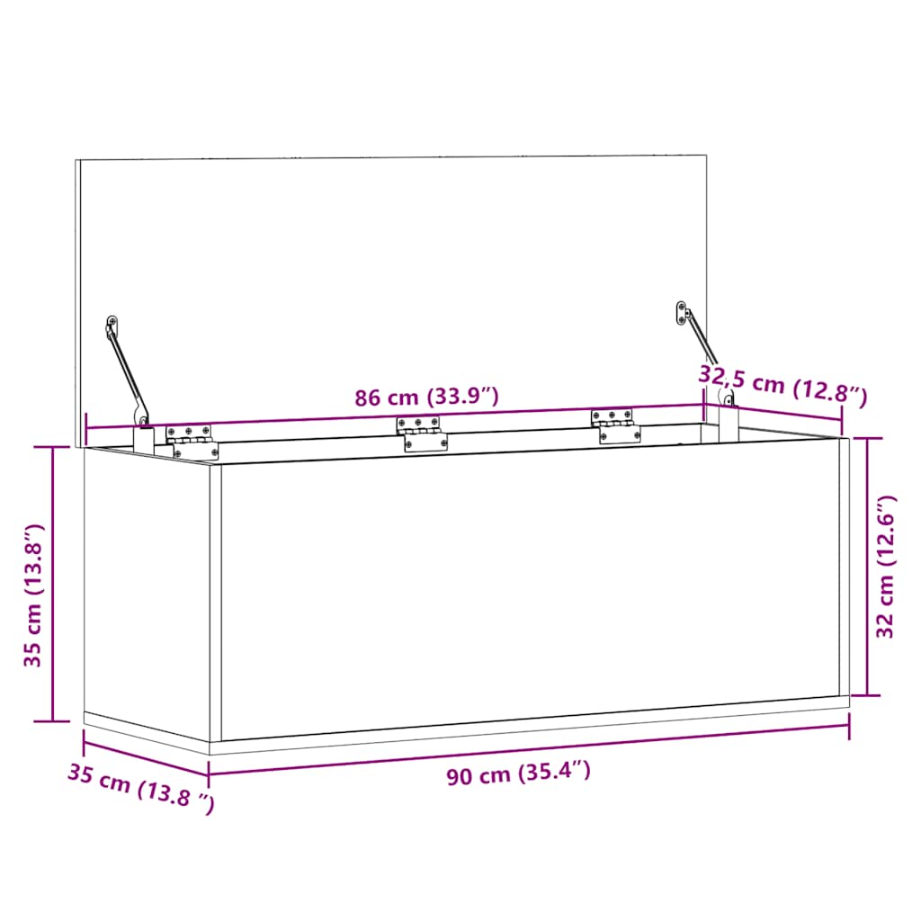Contenitore Portaoggetti Bianco 90x35x35 cm in Truciolato | homemem39