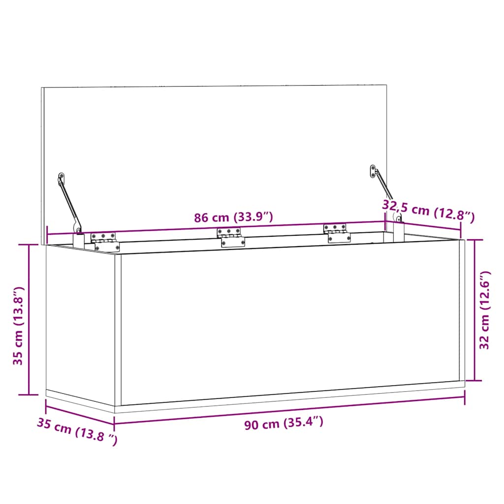 Contenitore Portaoggetti Rovere Fumo 90x35x35 cm in Truciolato | homemem39