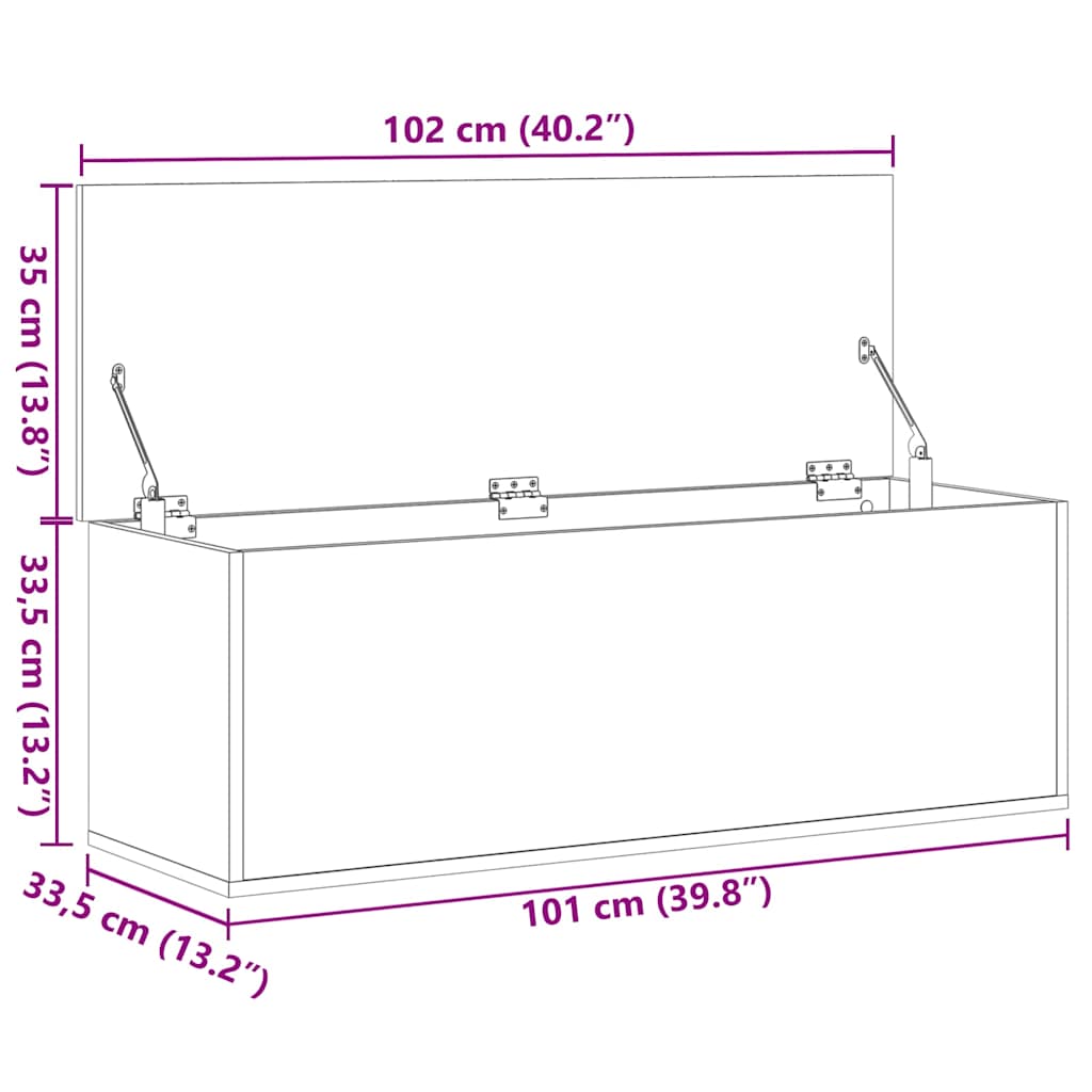 Contenitore Portaoggetti Rovere Fumo 102x35x35 cm in Truciolato | homemem39