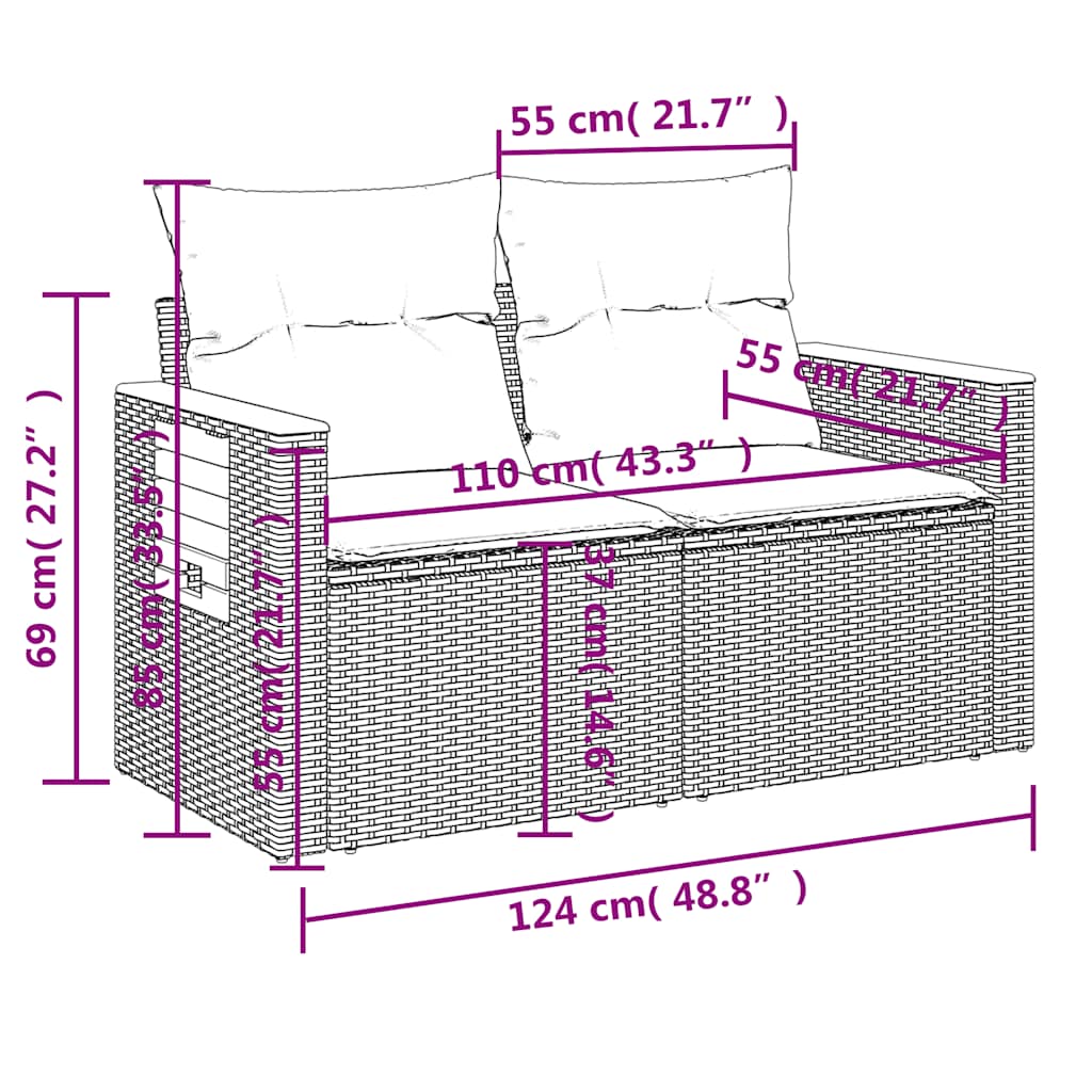 Set Divani da Giardino 5 pz con Cuscini in Polyrattan Nero | homemem39