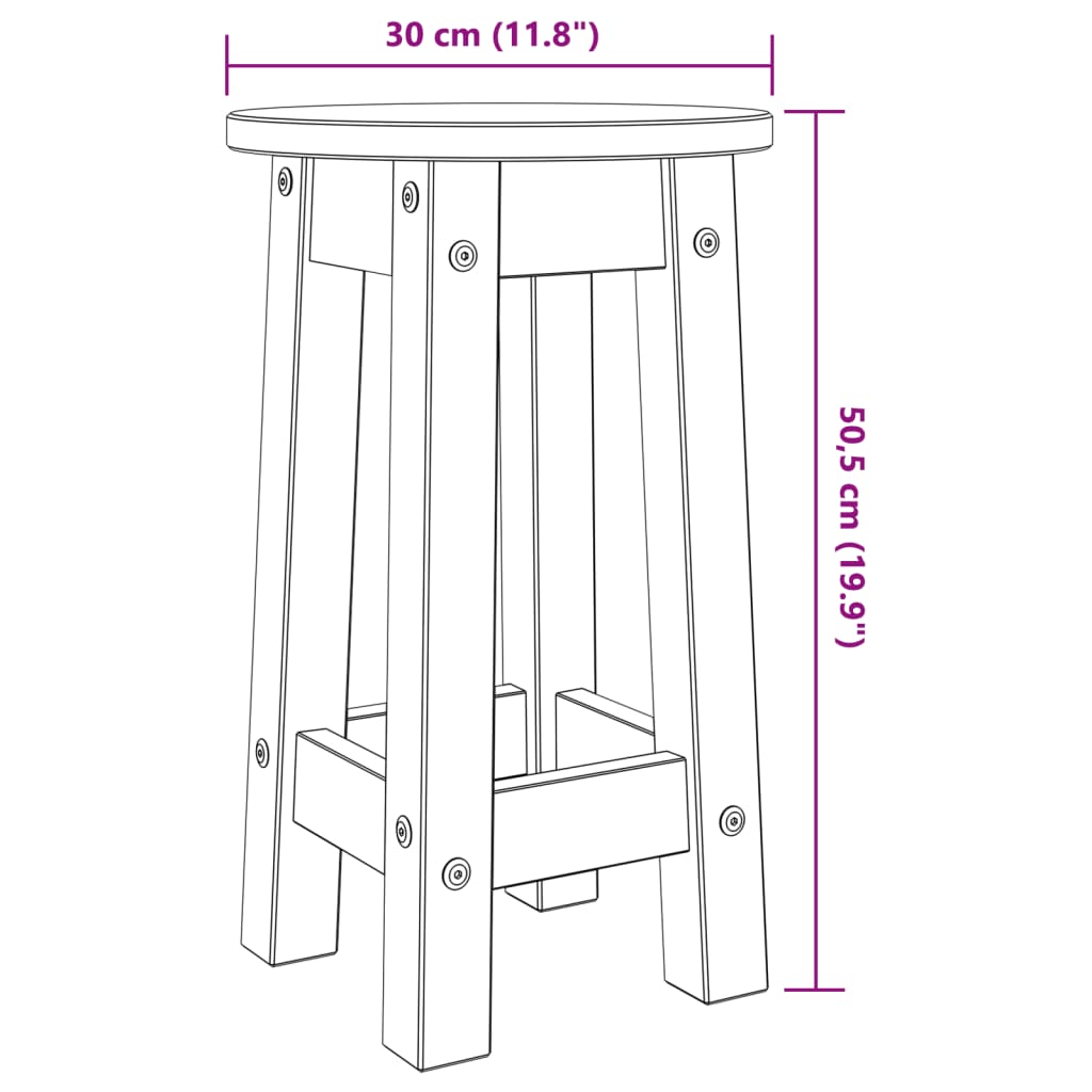 Sgabelli da Bar 2 pz Bianchi in Legno Massello di Pino - homemem39