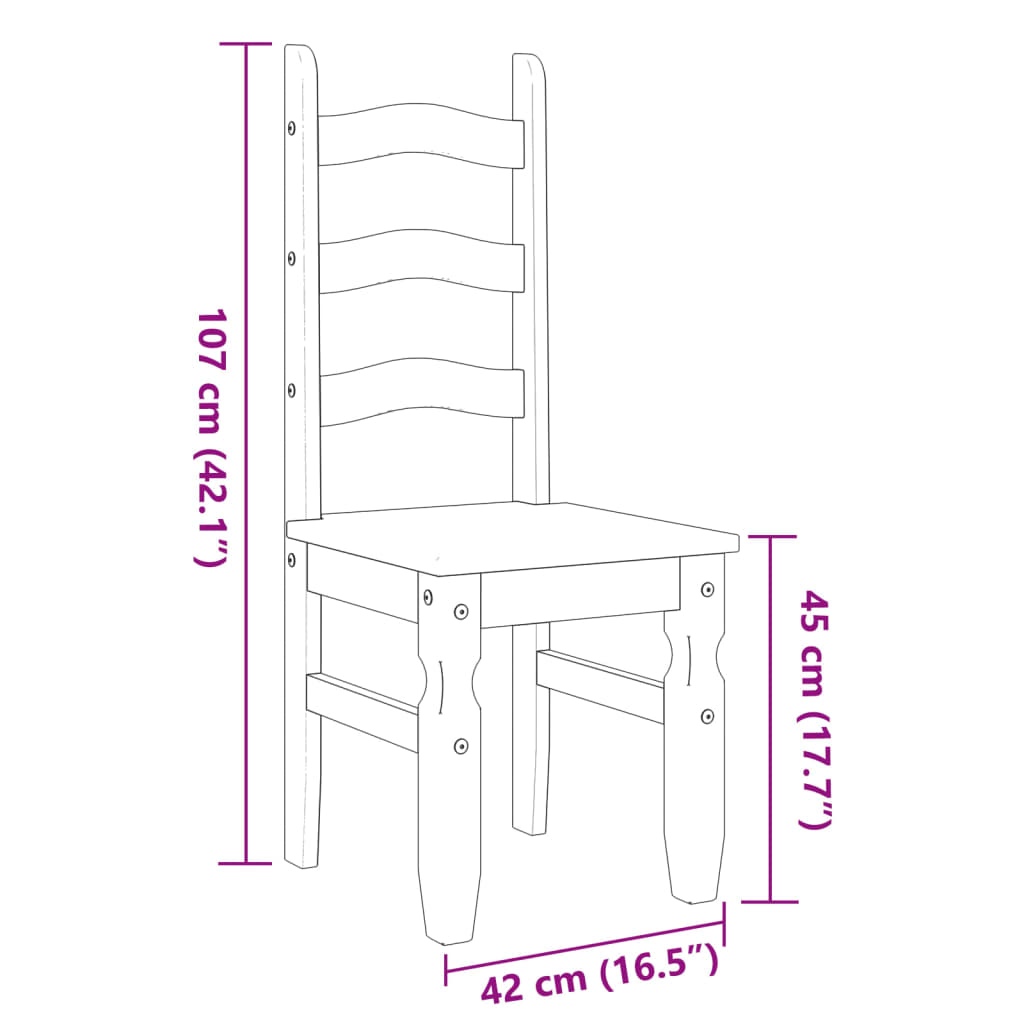 Sedie da Pranzo 2 pz Corona Grigie 42x47x107 cm Legno Massello di Pino | homemem39