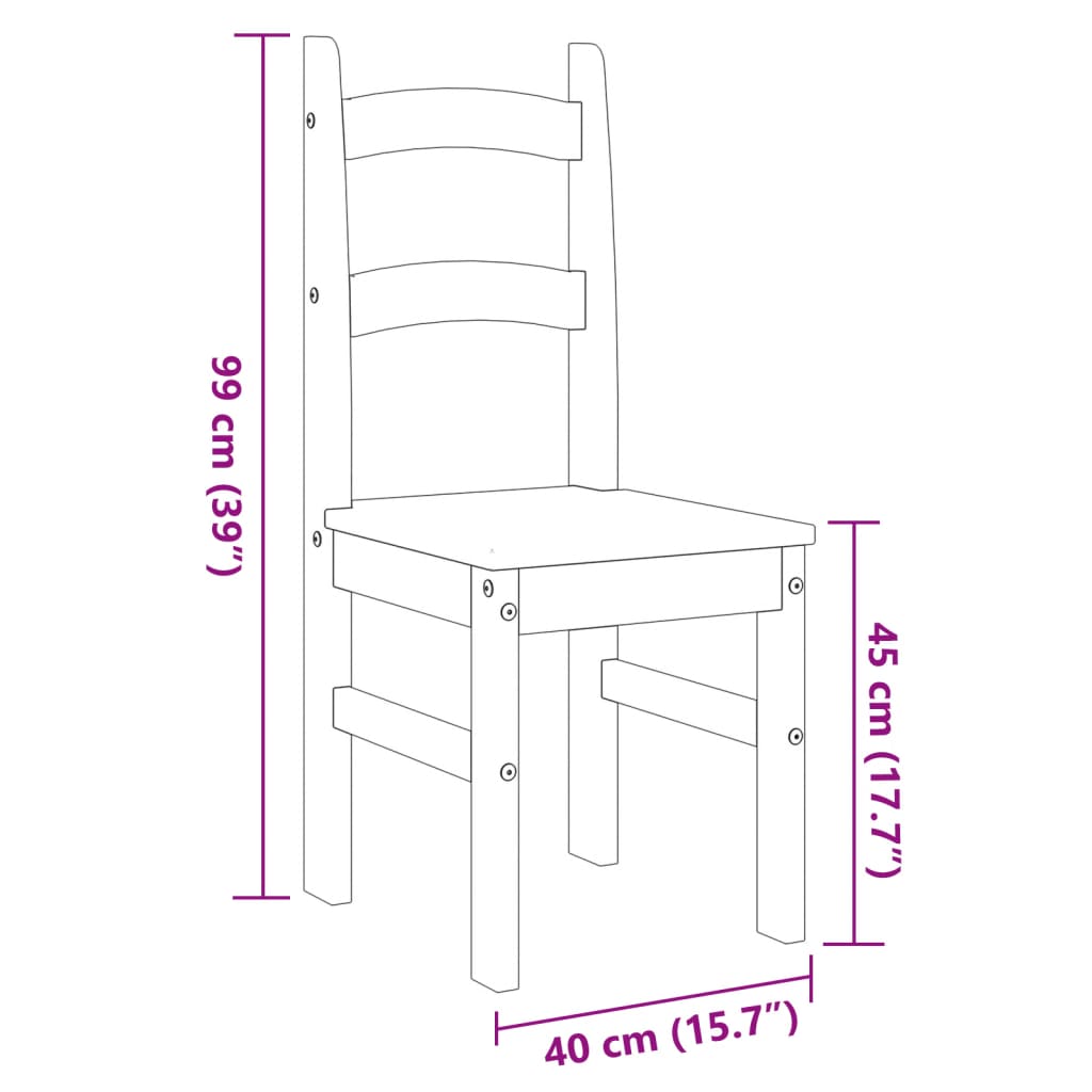 Sedie da Pranzo 2 pz 40x46x99 cm Legno Massello di Pino | homemem39