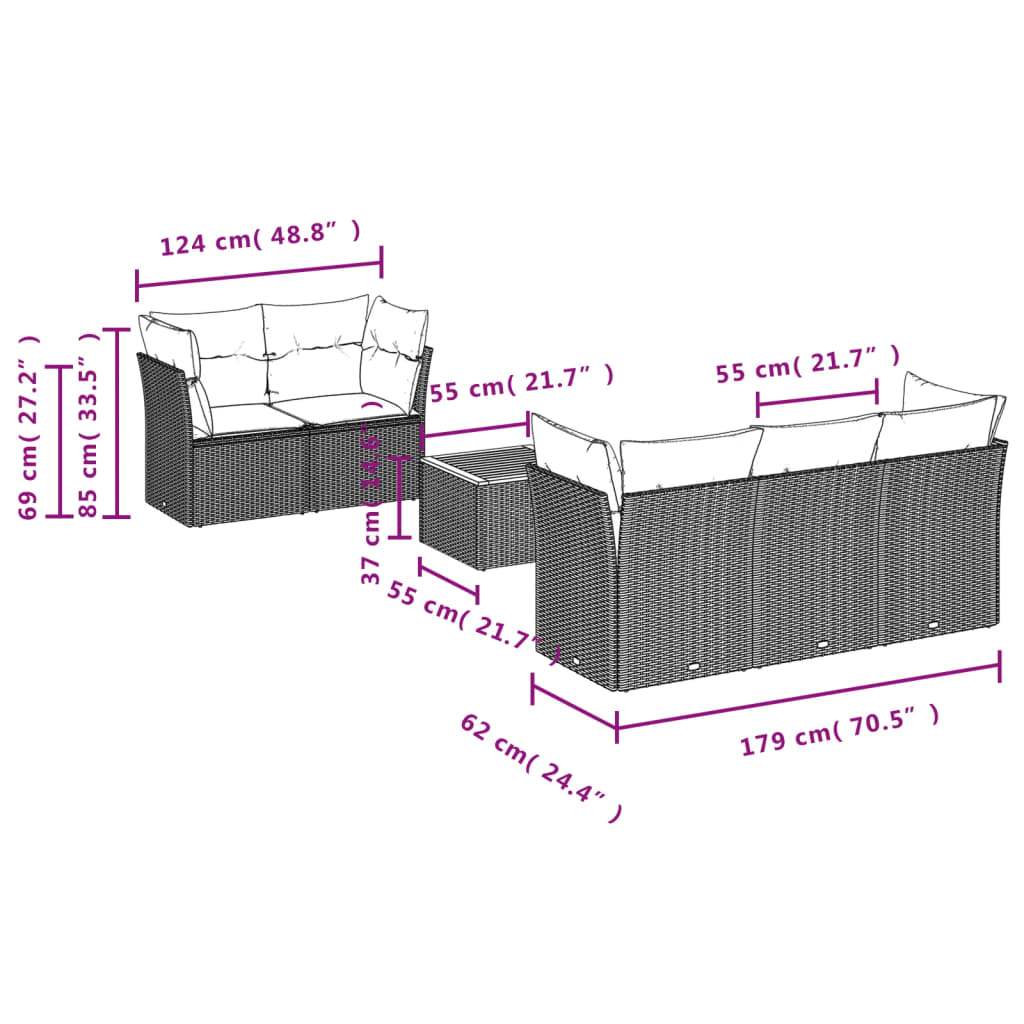 Set Divano da Giardino 6 pz con Cuscini Nero in Polyrattan | homemem39