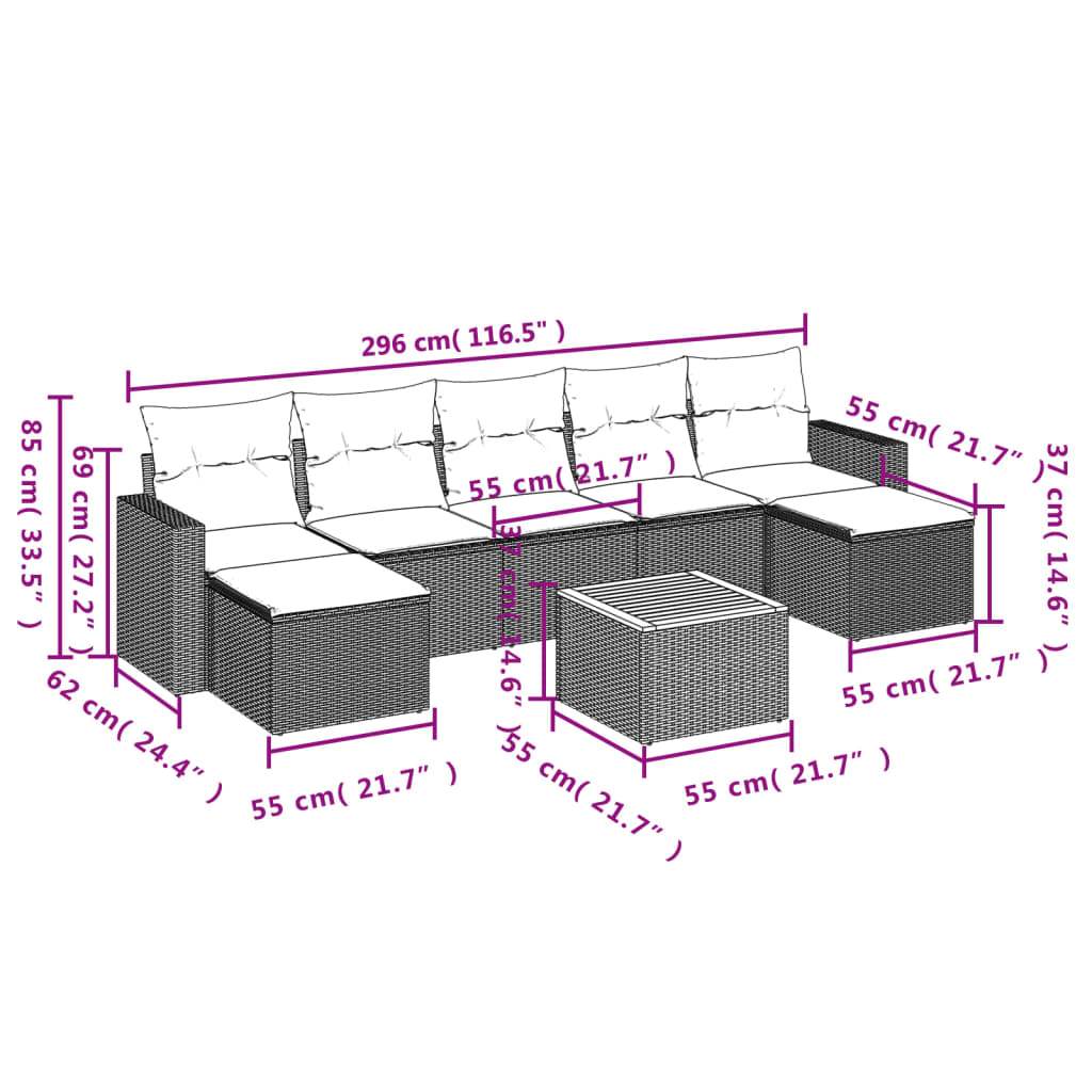 Set Divano da Giardino 8 pz con Cuscini Grigio in Polyrattan | homemem39