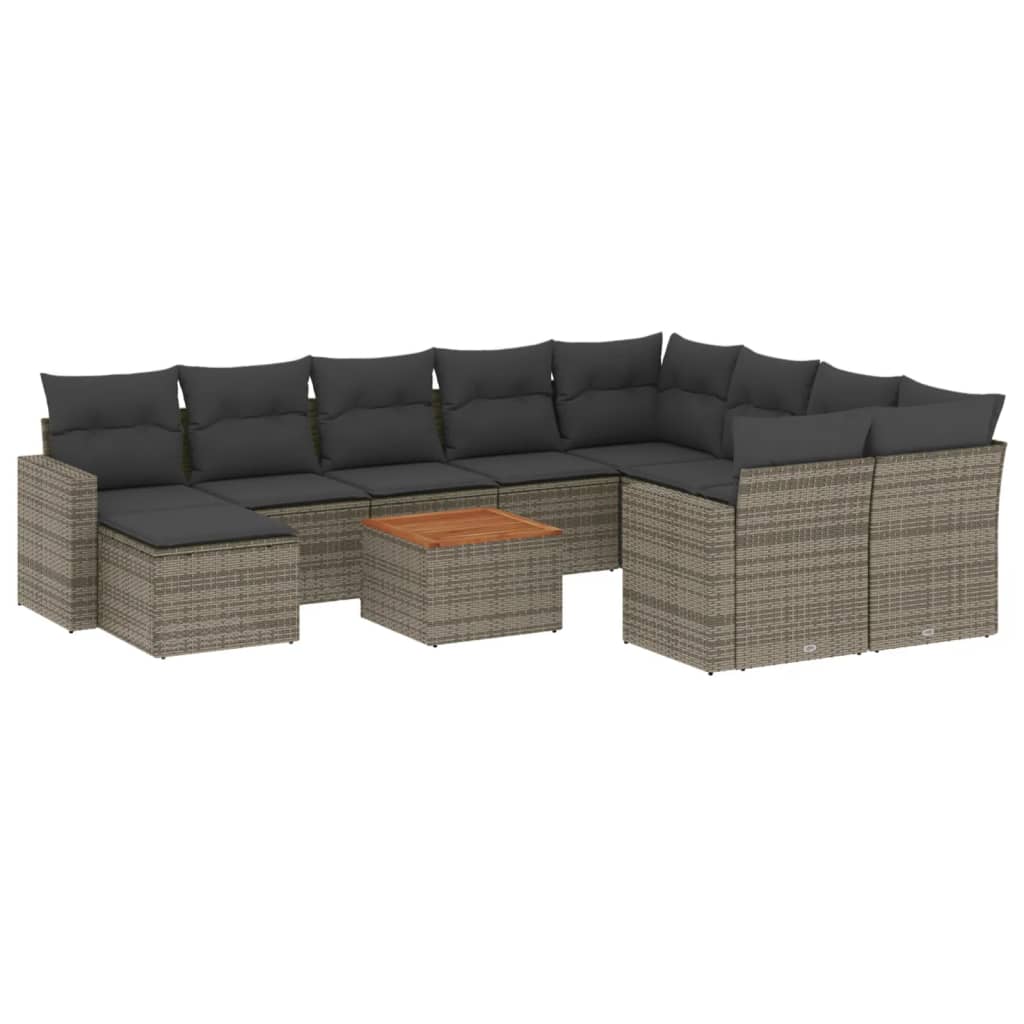 Set Divani da Giardino 11 pz con Cuscini in Polyrattan