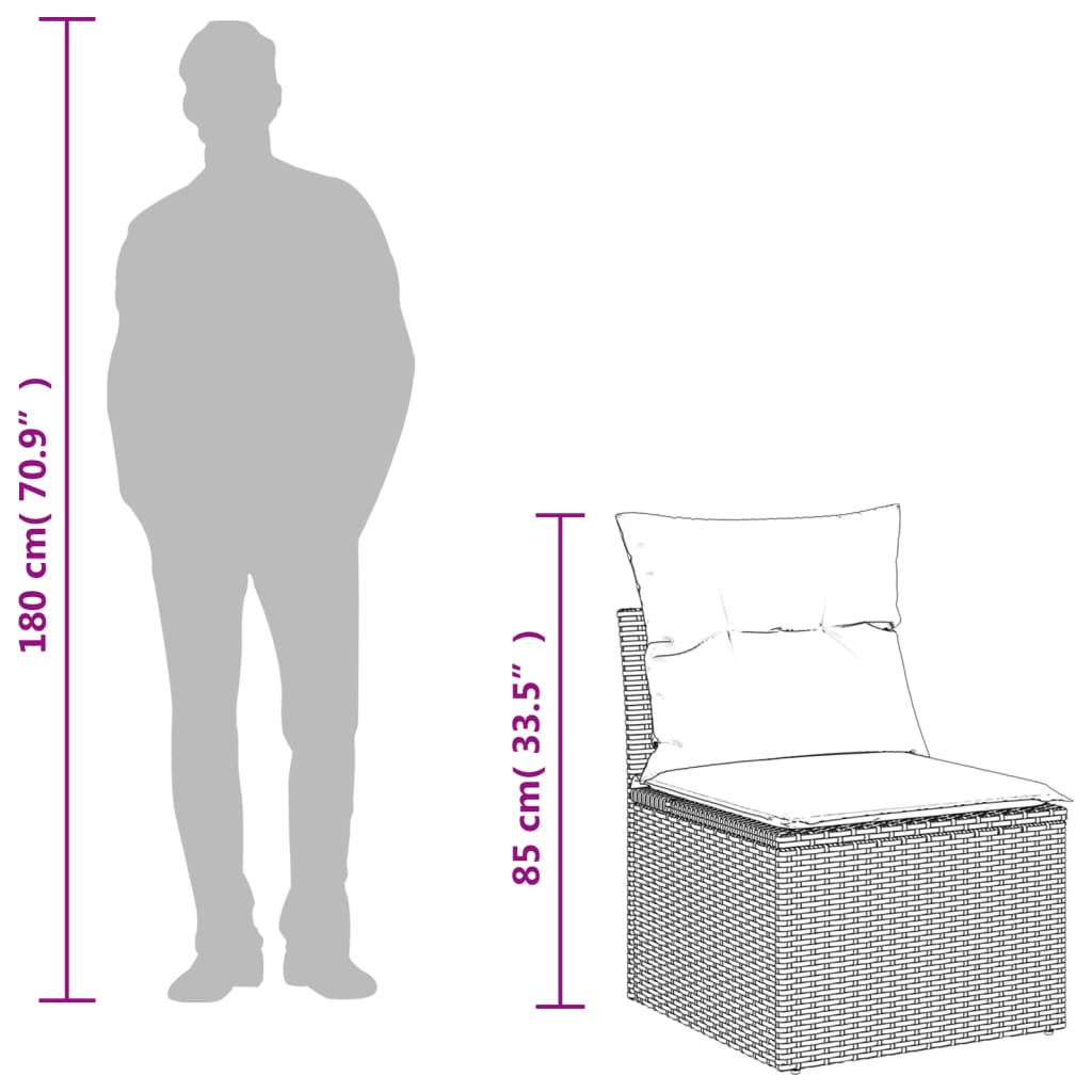 Set Divani da Giardino 9 pz con Cuscini Nero in Polyrattan | homemem39