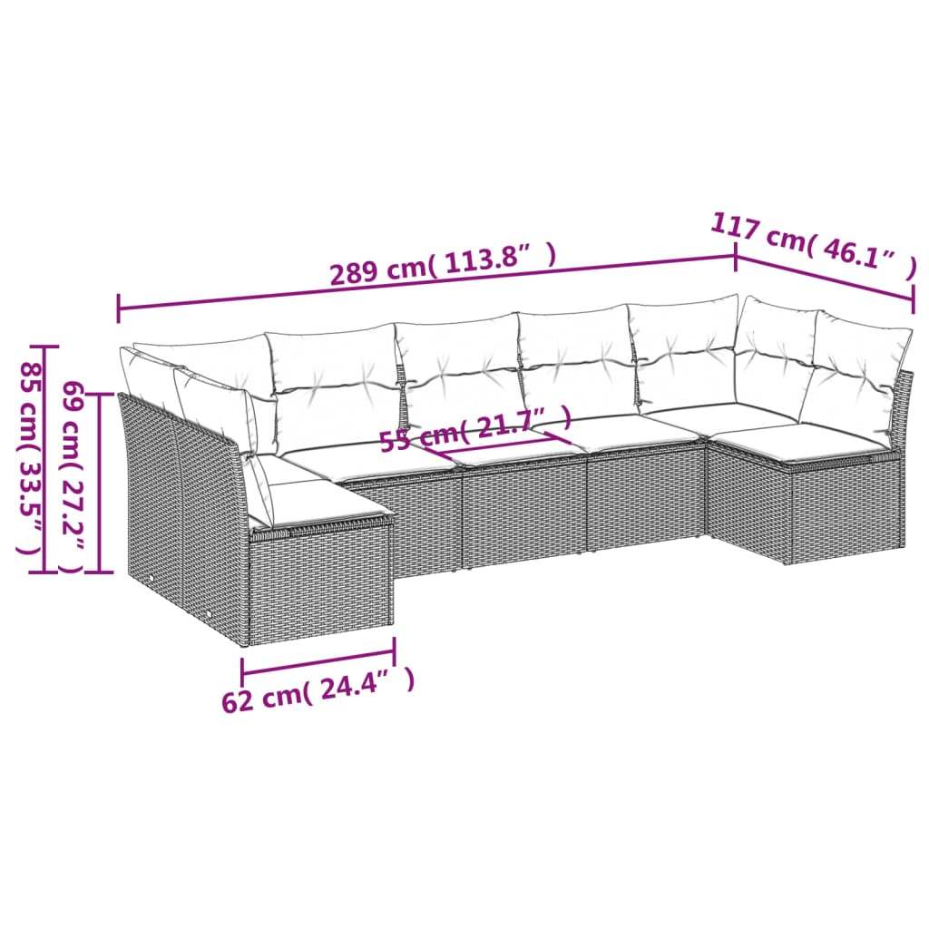 Set Divani da Giardino con Cuscini 7pz Nero Polyrattan | homemem39