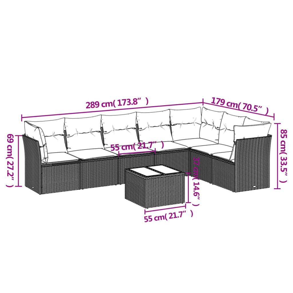 Set Divani da Giardino con Cuscini 8 pz Nero in Polyrattan | homemem39