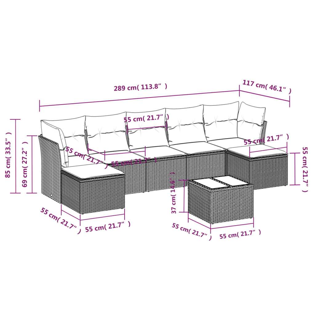 Set Divani da Giardino con Cuscini 8 pz Nero in Polyrattan | homemem39