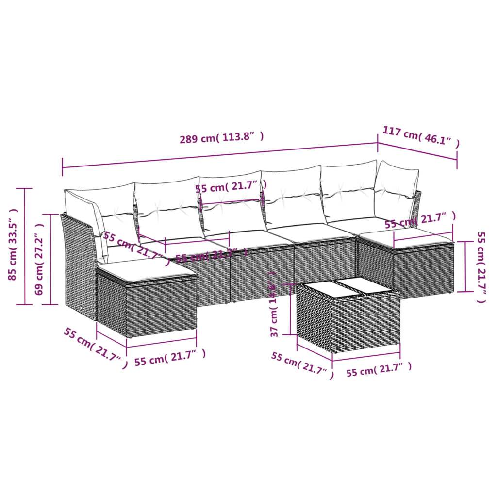 Set Divano da Giardino 8 pz con Cuscini Grigio in Polyrattan | homemem39