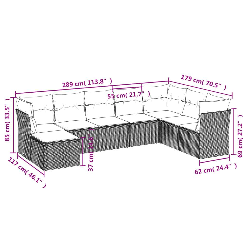 Set Divani da Giardino con Cuscini 8 pz Nero in Polyrattan | homemem39