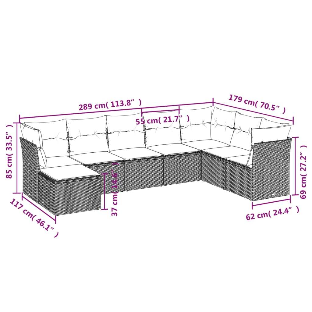 Set Divani da Giardino 8 pz con Cuscini Marrone in Polyrattan | homemem39