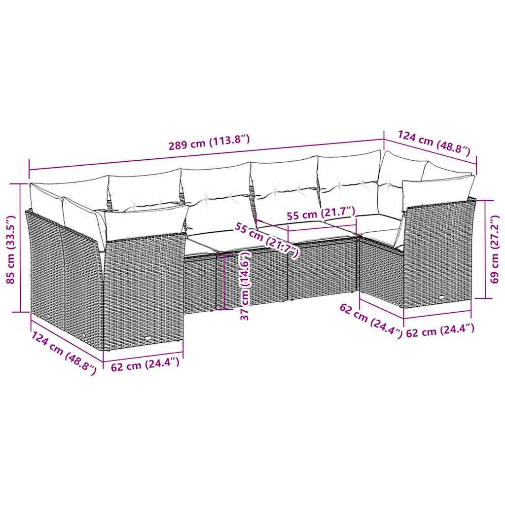 Set Divani da Giardino 7pz con Cuscini Grigio Chiaro Polyrattan | homemem39