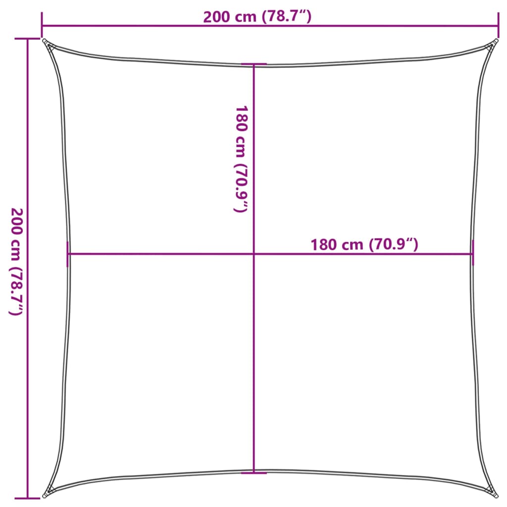 Vela Parasole 160 g/m² Quadrata Grigio Chiaro 2x2 m in HDPE | homemem39