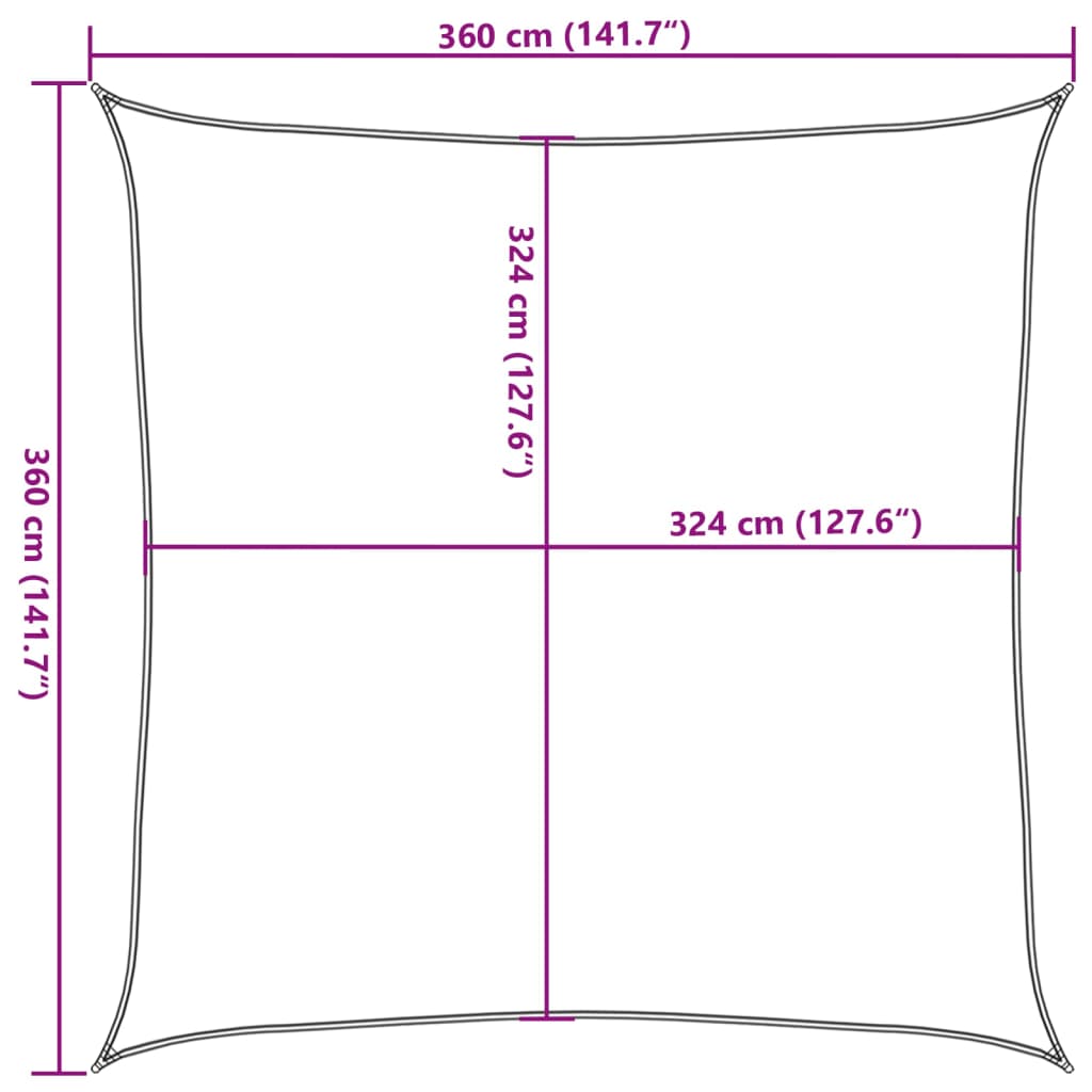 Vela Parasole 160 g/m² Quadrata Sabbia 3,6x3,6 m in HDPE | homemem39