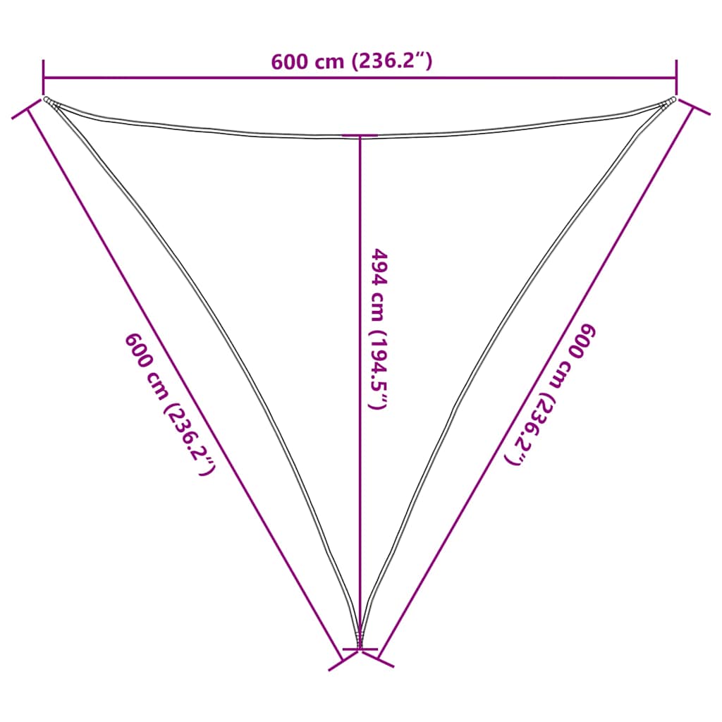 Vela Parasole 160 g/m² Triangolare Sabbia 6x6x6 m in HDPE | homemem39