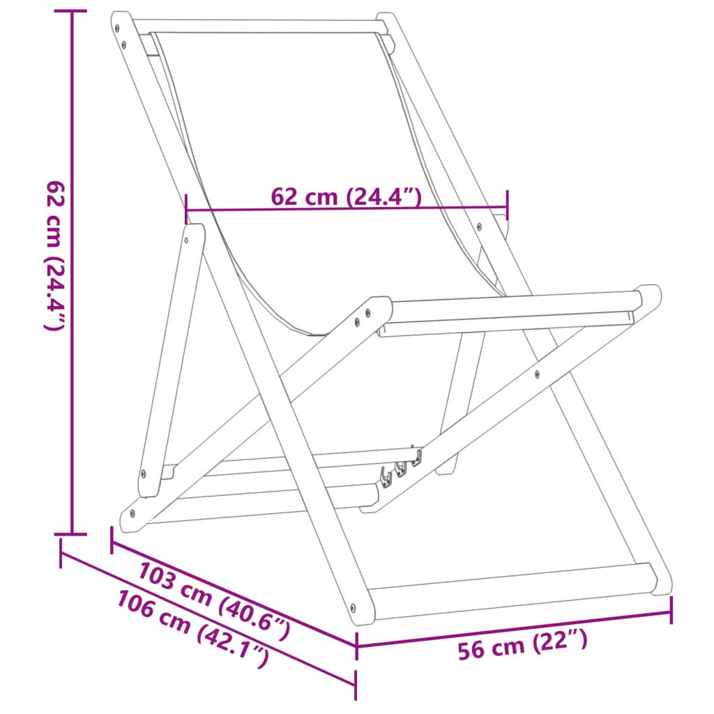 Sedie da Spiaggia Pieghevoli 2 pz Beige in Tessuto e Legno | homemem39
