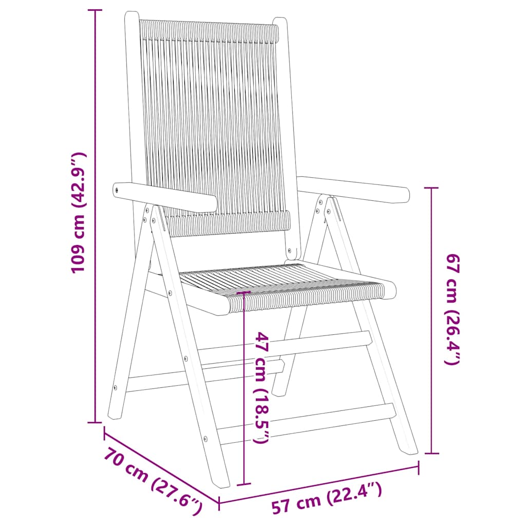 Sedie da Giardino Reclinabili 6pz Nere Legno Massello di Acacia | homemem39