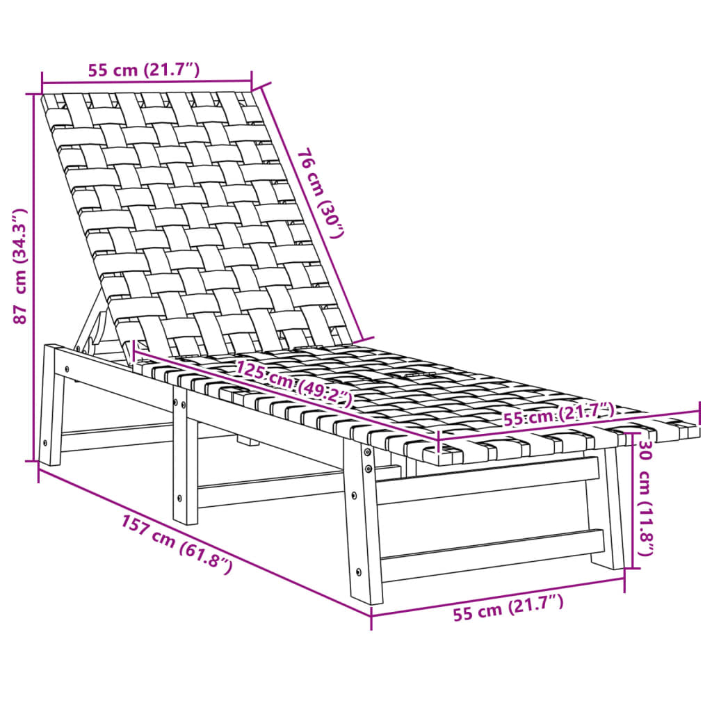 Lettini Prendisole 2pz Blu Scuro Legno Massello Acacia Tessuto | homemem39