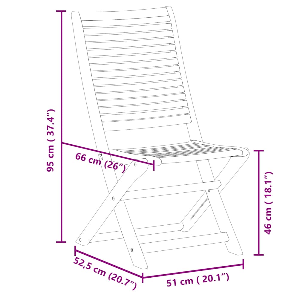 Sedie da Giardino Pieghevoli 8 pz Legno Massello di Acacia | homemem39