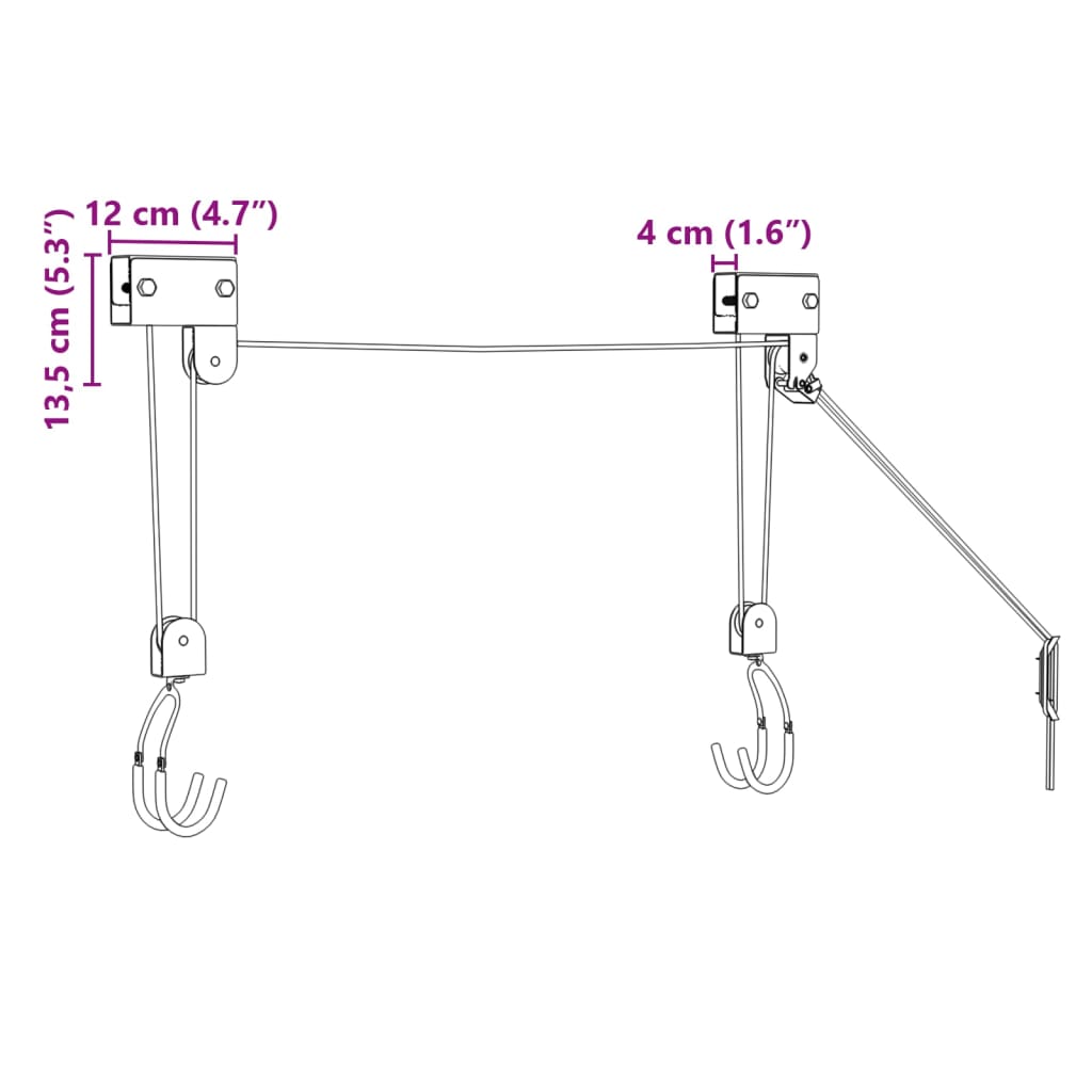 Sollevatore per Bici con Supporto a Soffitto 57 kg | homemem39