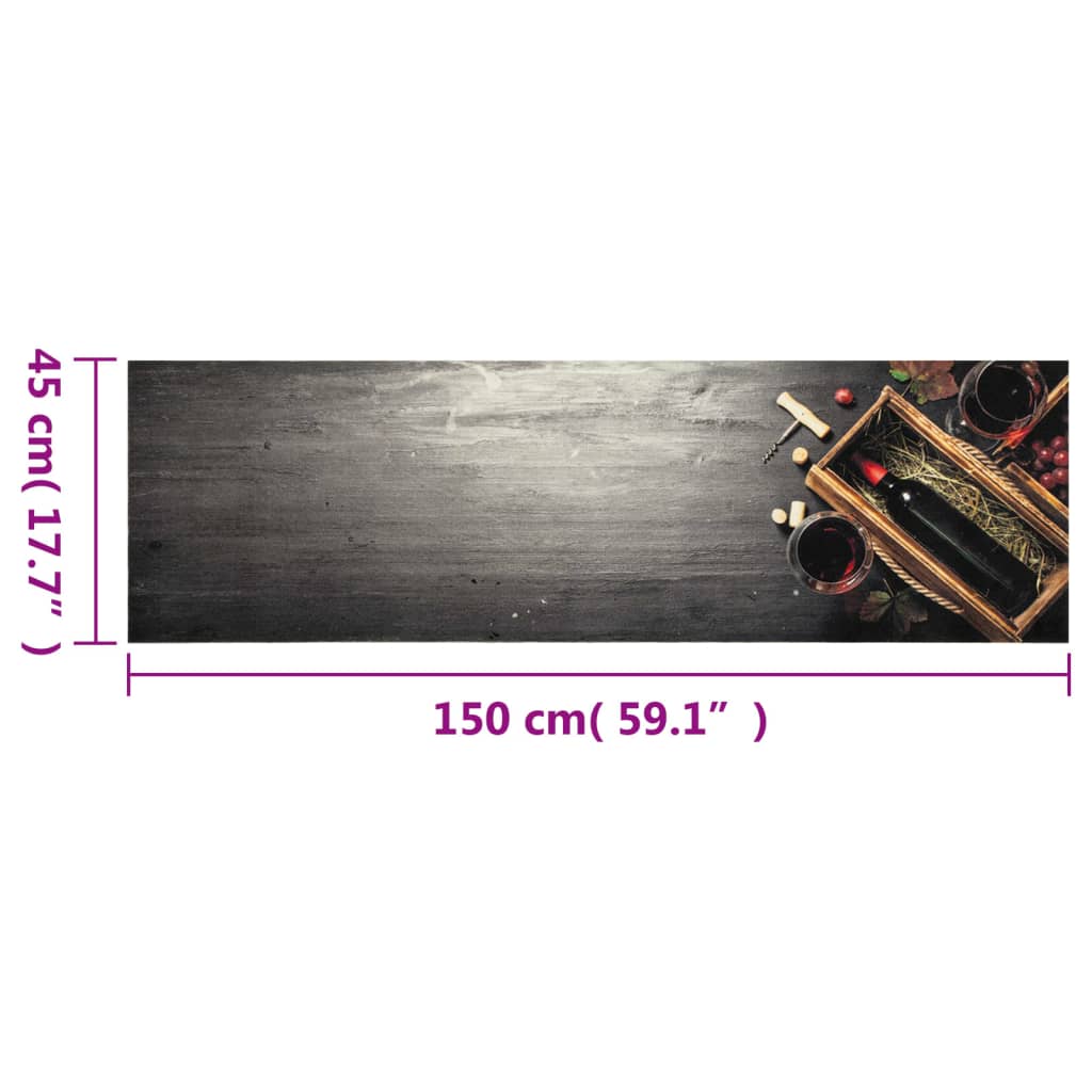 Tappeto da Cucina Lavabile Bottiglia Vino 45x150 cm in Velluto | homemem39