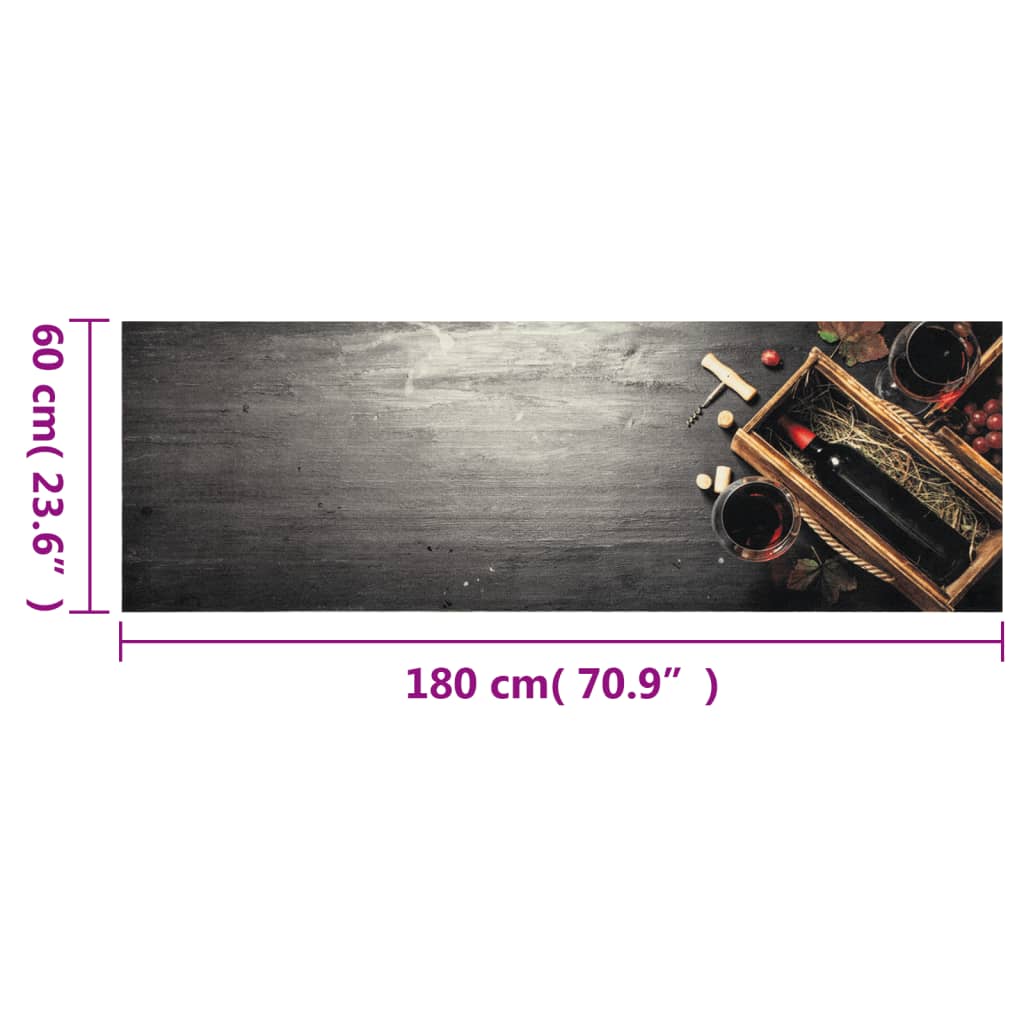 Tappeto da Cucina Lavabile Bottiglia Vino 60x180 cm in Velluto | homemem39