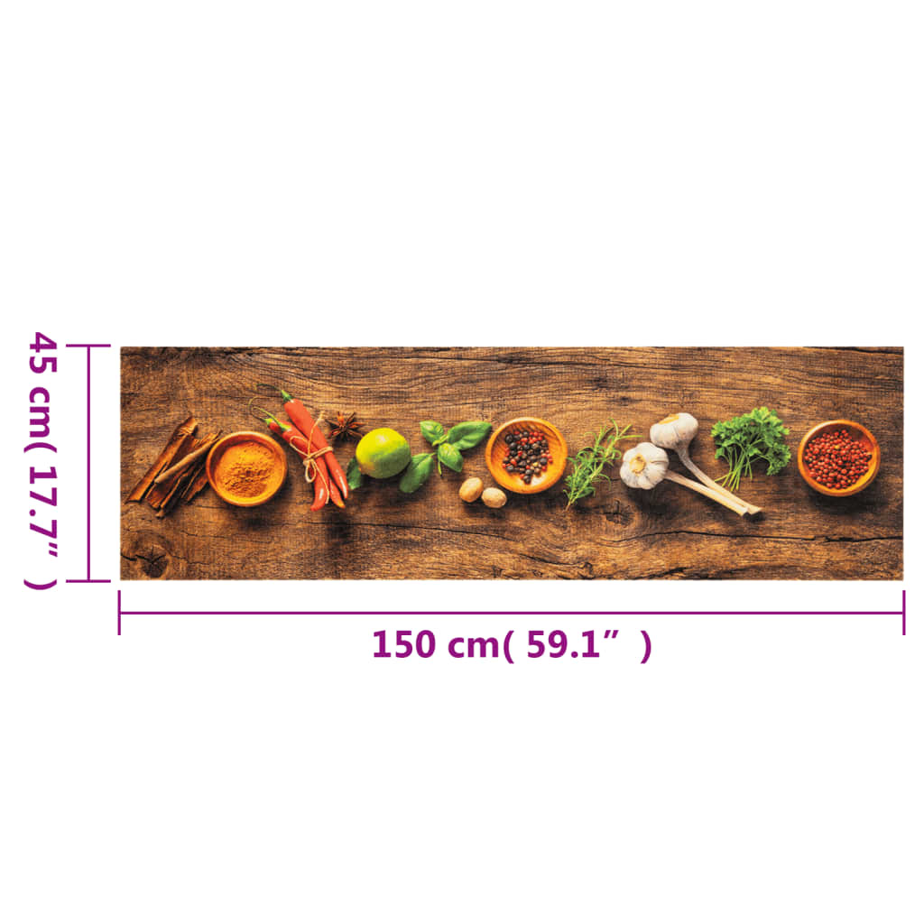 Tappeto da Cucina Lavabile Spezie 45x150 cm Velluto | homemem39