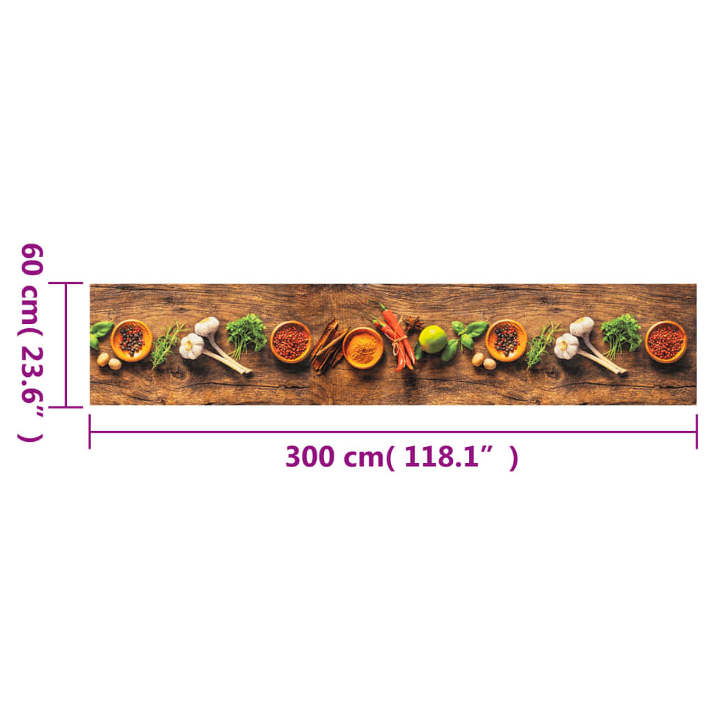 Tappeto da Cucina Lavabile Spezie 60x300 cm Velluto | homemem39