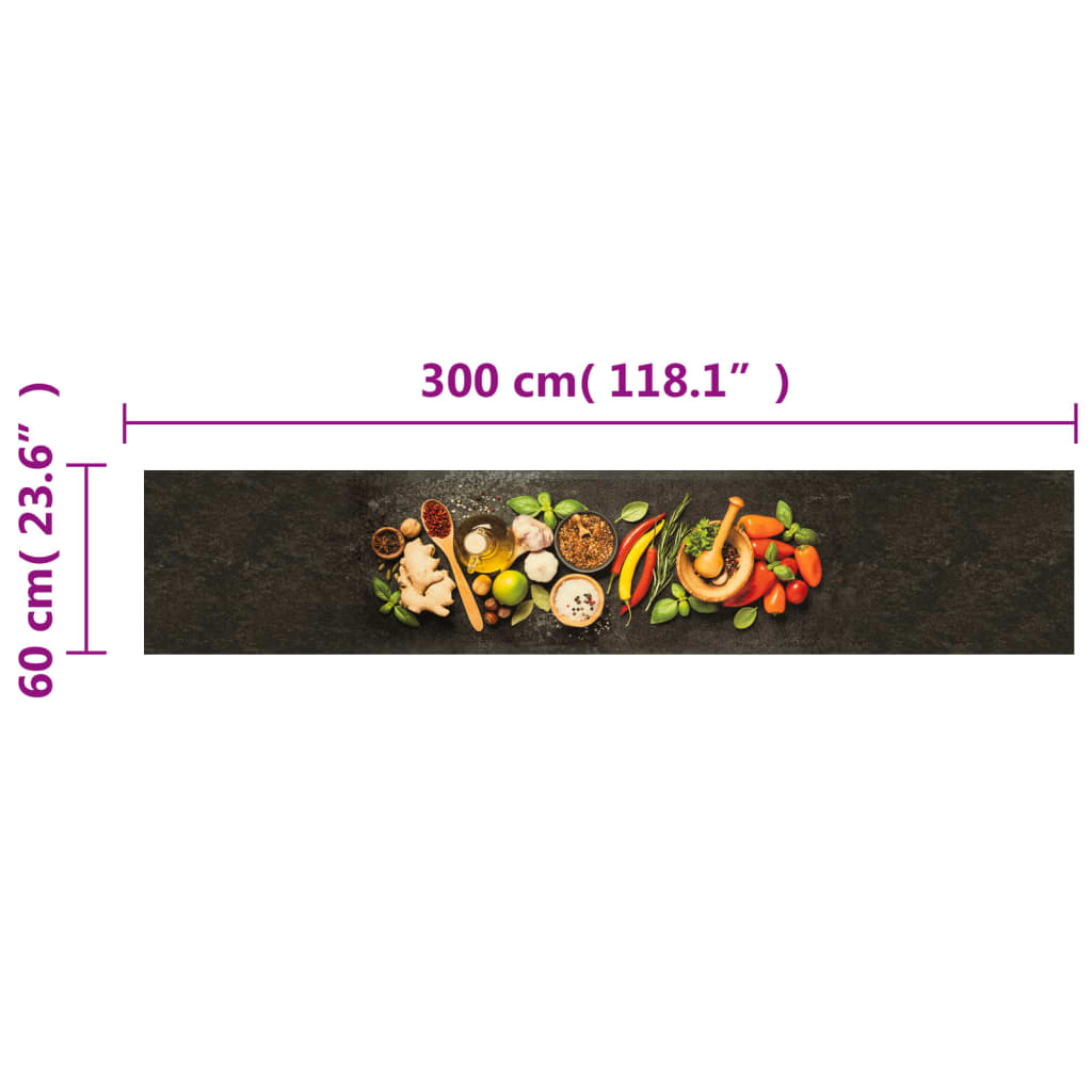 Tappeto da Cucina Lavabile Spezie 60x300 cm Velluto | homemem39