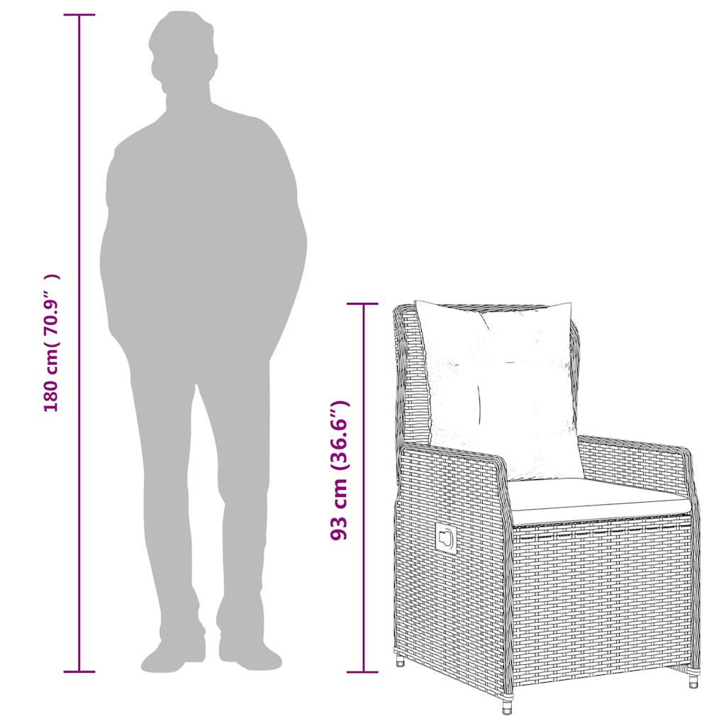 Sedie da giardino reclinabili 2 pz in Polyrattan Marrone | homemem39