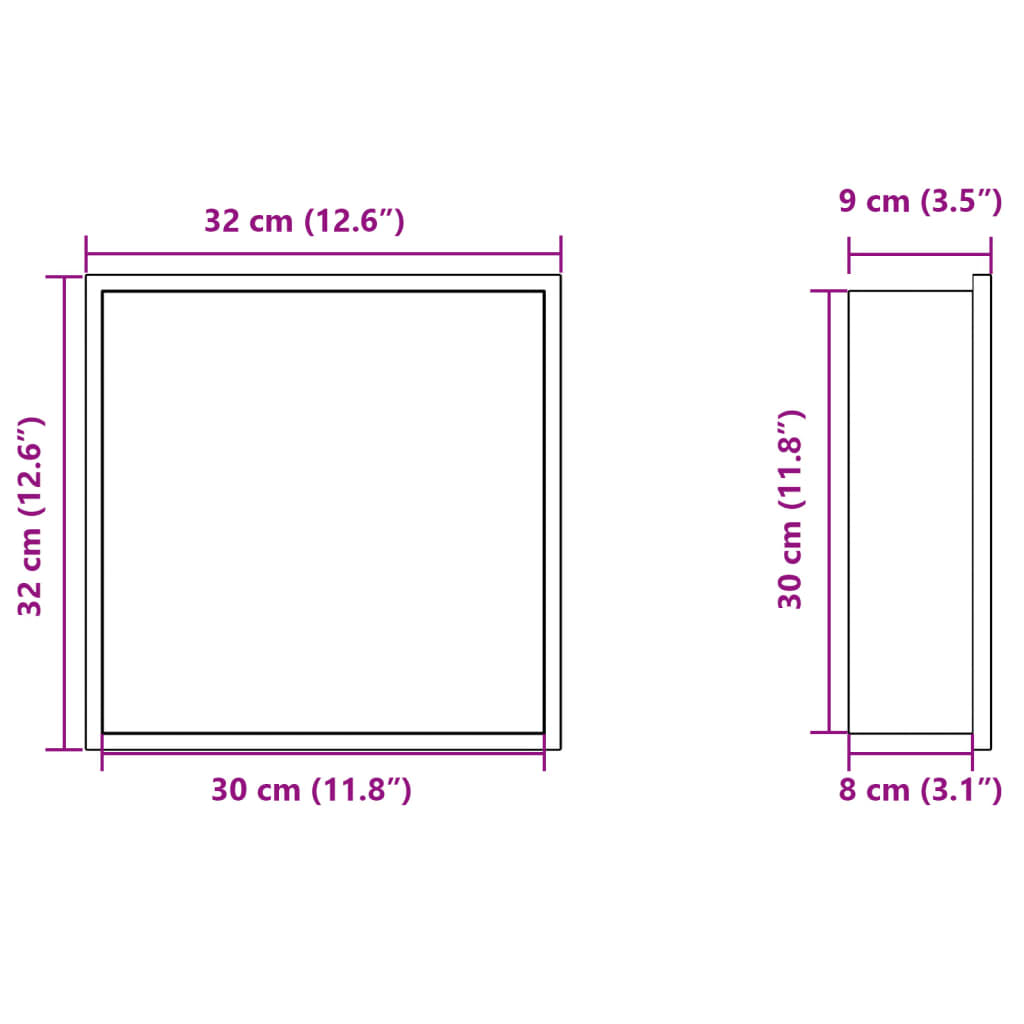 Nicchia per Doccia Argento Spazzolato 32x32x9cm in Acciaio Inox | homemem39