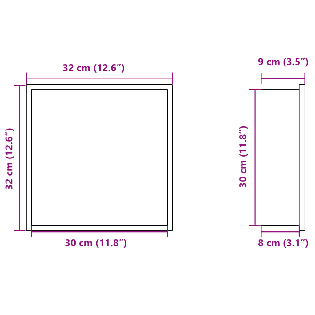 Nicchia per Doccia Bianco Opaco 32x32x9cm in Acciaio Inox | homemem39