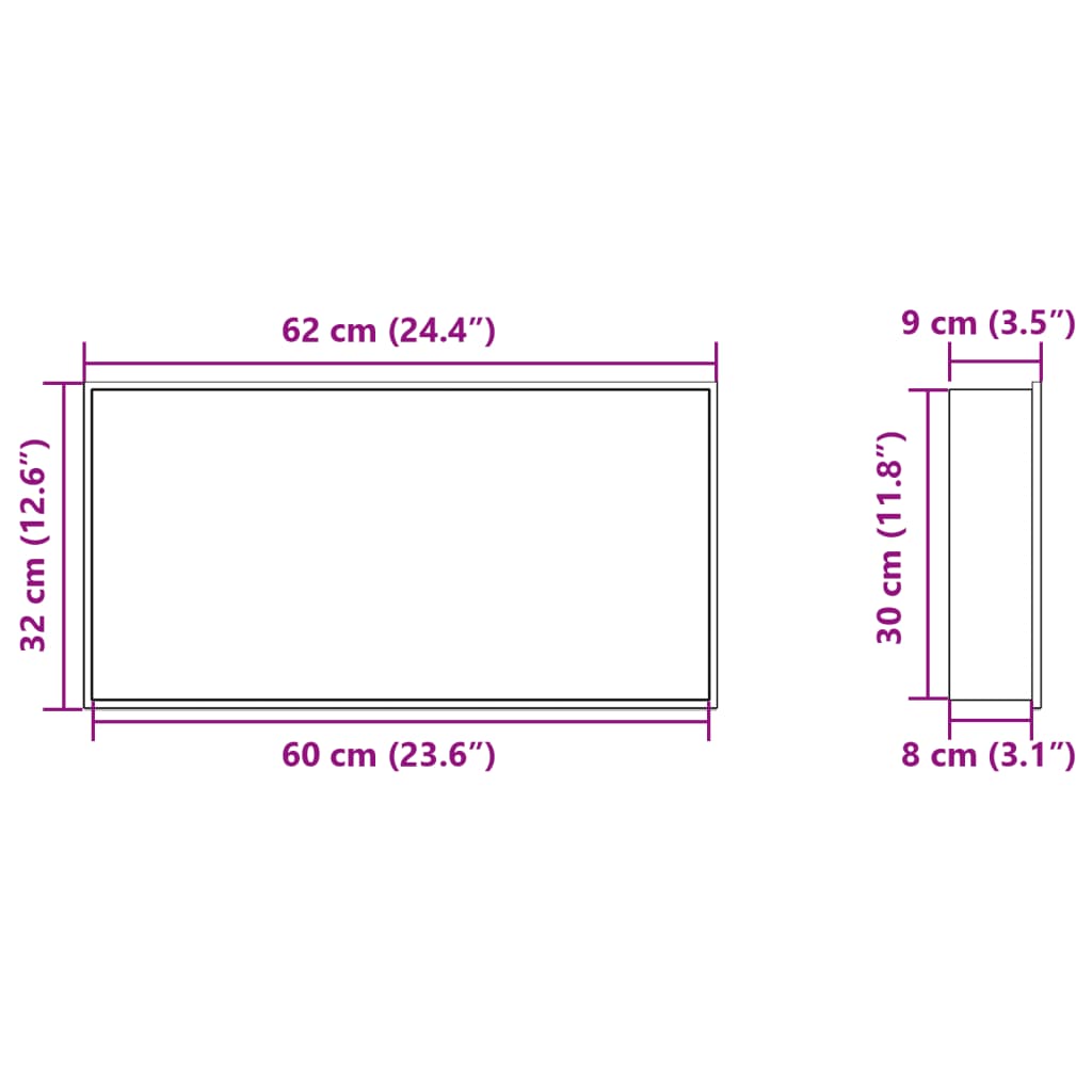 Nicchia per Doccia Argento Spazzolato 62x32x9cm in Acciaio Inox | homemem39