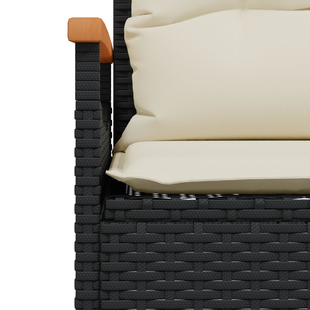 Set Divani da Giardino 4 pz con Cuscini Nero in Polyrattan | homemem39
