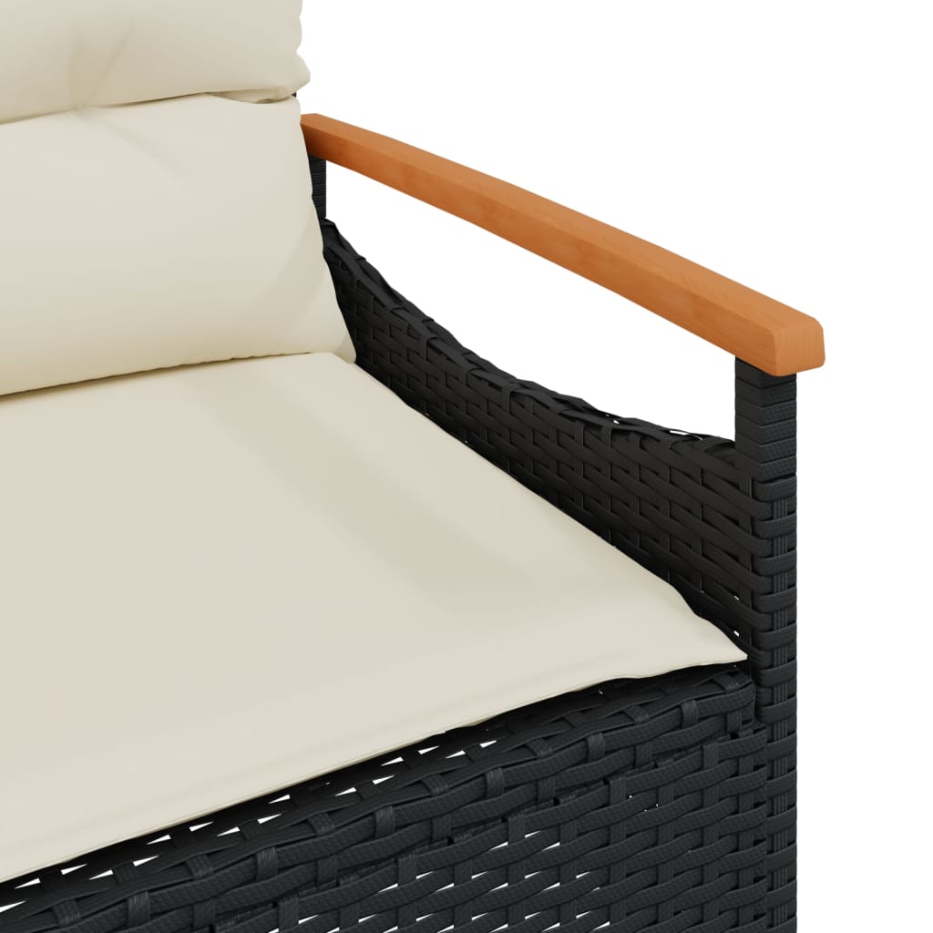 Set Divani da Giardino 3 pz con Cuscini in Polyrattan Nero | homemem39
